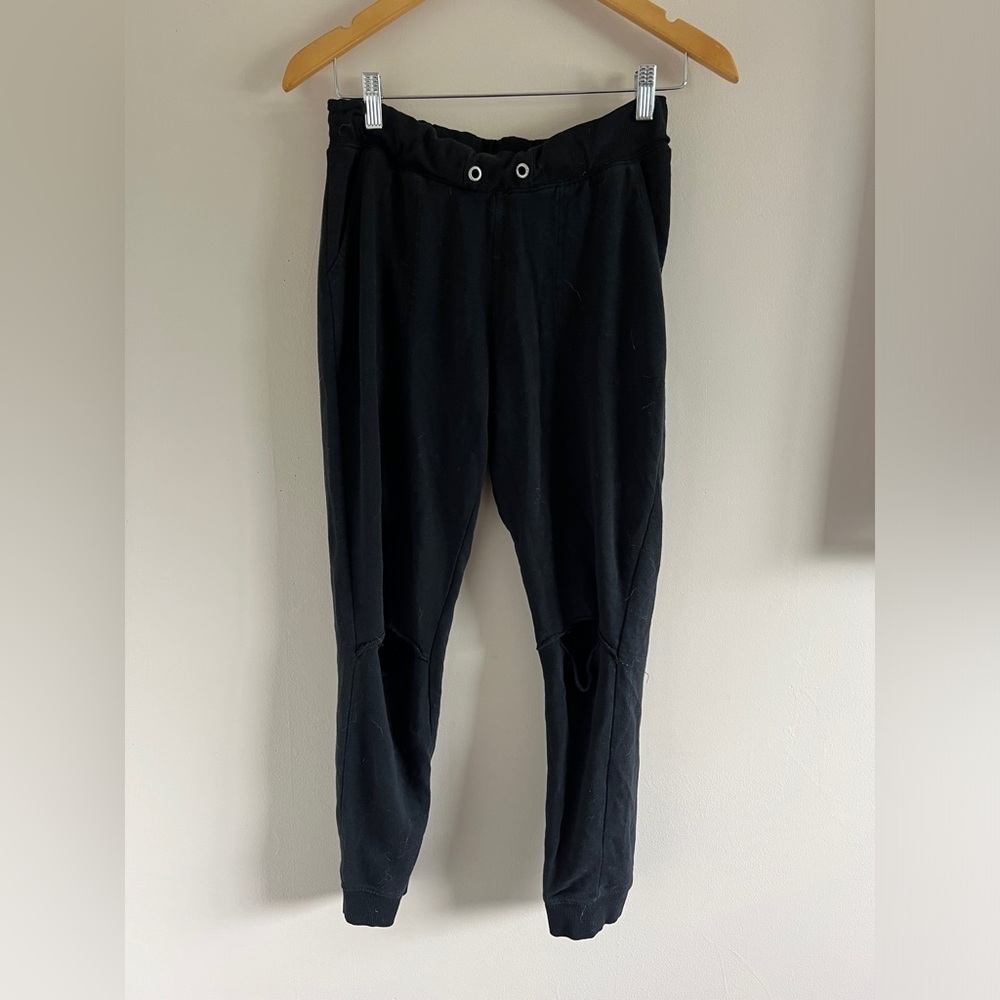 Garage Black Joggers Open Knee Ripped Detail Sweatpants Women’s Medium